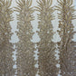 New Vegas heavy beaded feather design embroidery on a mesh fabric-Sold by the panel