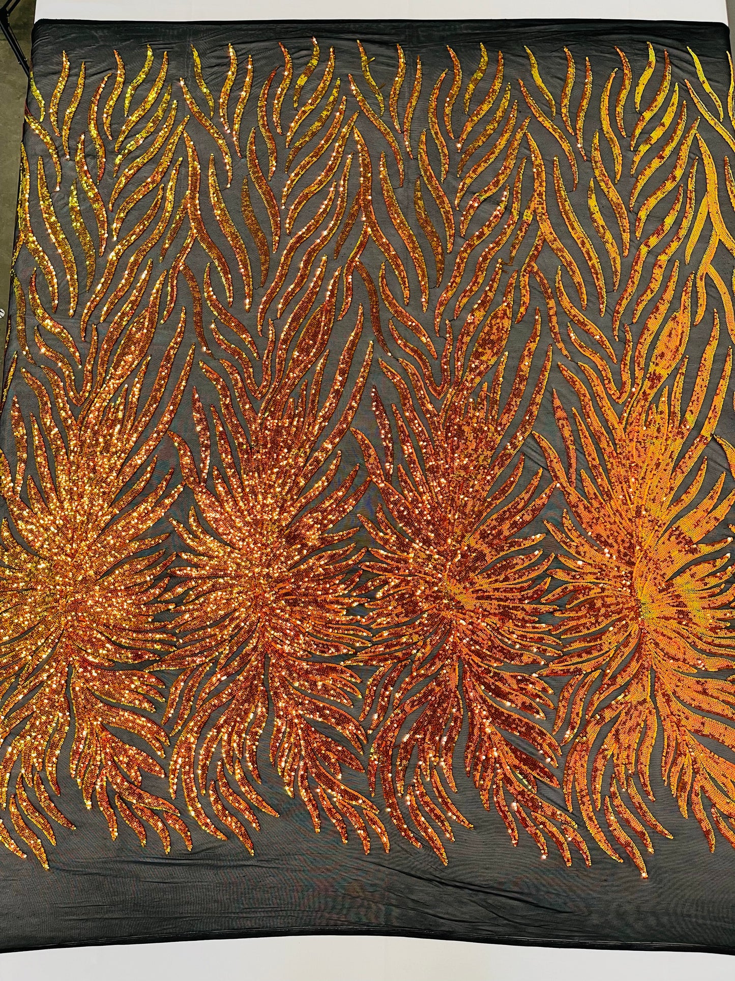 Phoenix Sequin Feather Fabric 54” Wide| New Creations Fabric & Foam Inc.