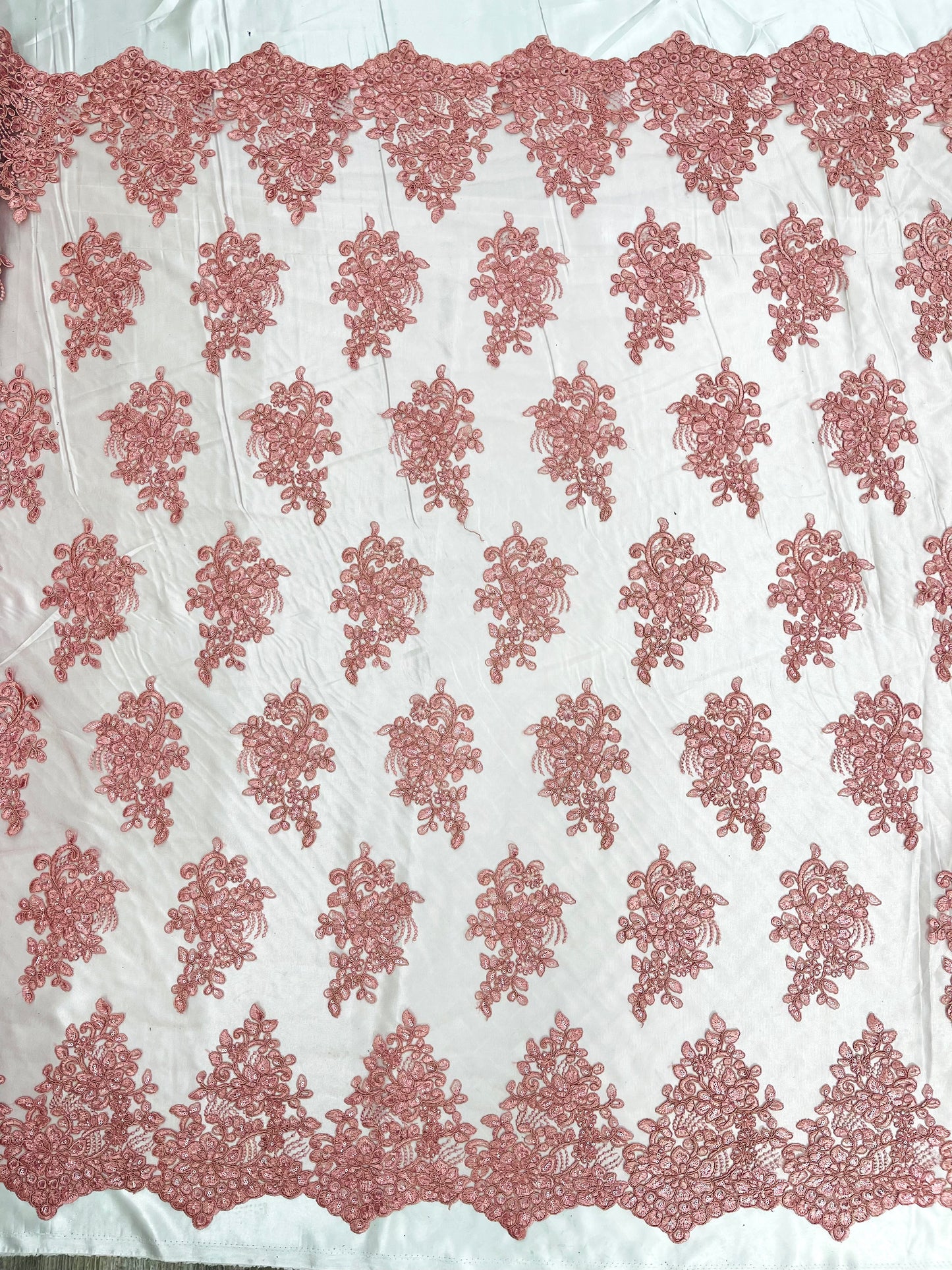 Camila Embroider Floral Damask Lace 54" Wide| New Creations Fabric & Foam Inc.
