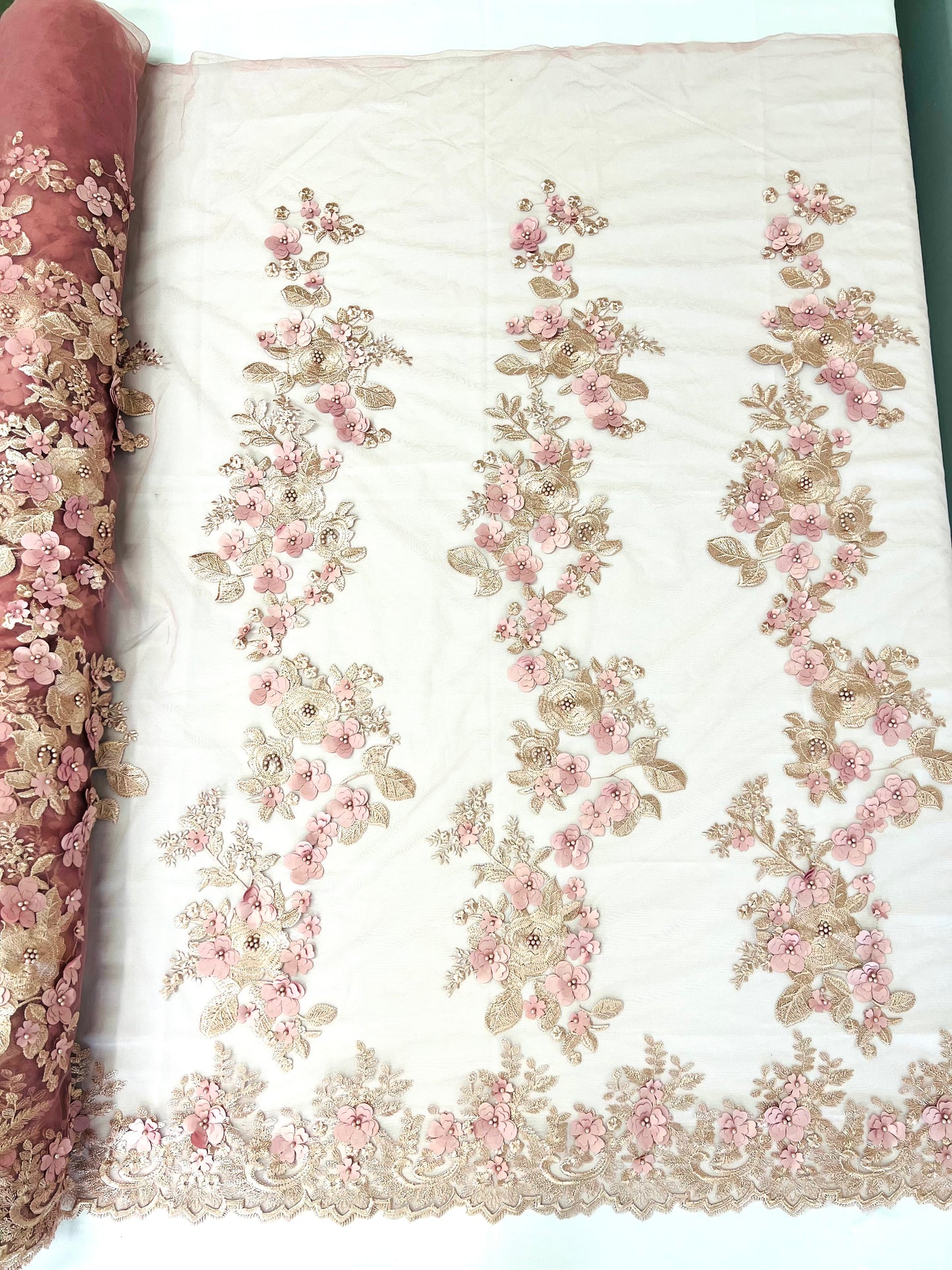 Scarlet 3d Floral Design Lace 54" Wide| New Creations Fabric & Foam Inc.