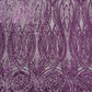 Feather damask shiny sequin design on a 4 way stretch mesh| New Creations Fabric & Foam Inc.