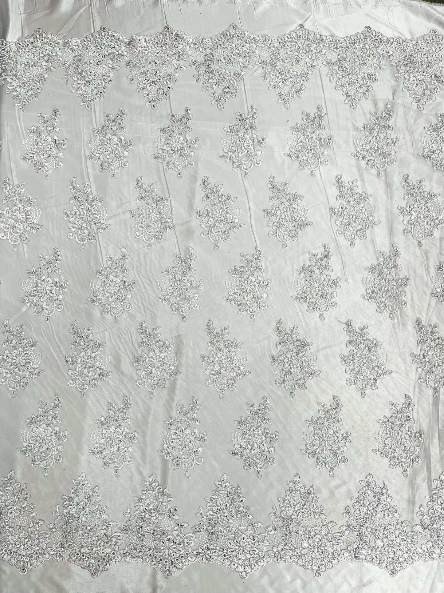 Camila Embroider Floral Damask Lace 54" Wide| New Creations Fabric & Foam Inc.