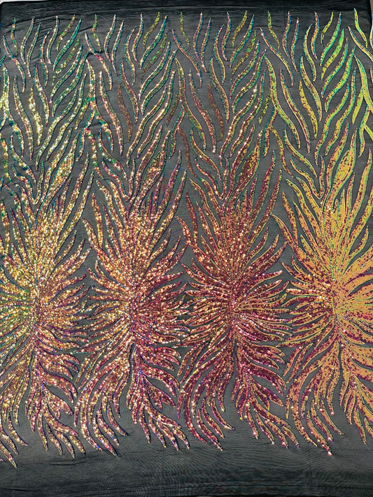 Phoenix Sequin Feather Fabric 54” Wide| New Creations Fabric & Foam Inc.