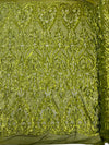 Heart Sequin Damask Fabric 54” Wide| New Creations Fabric & Foam Inc.