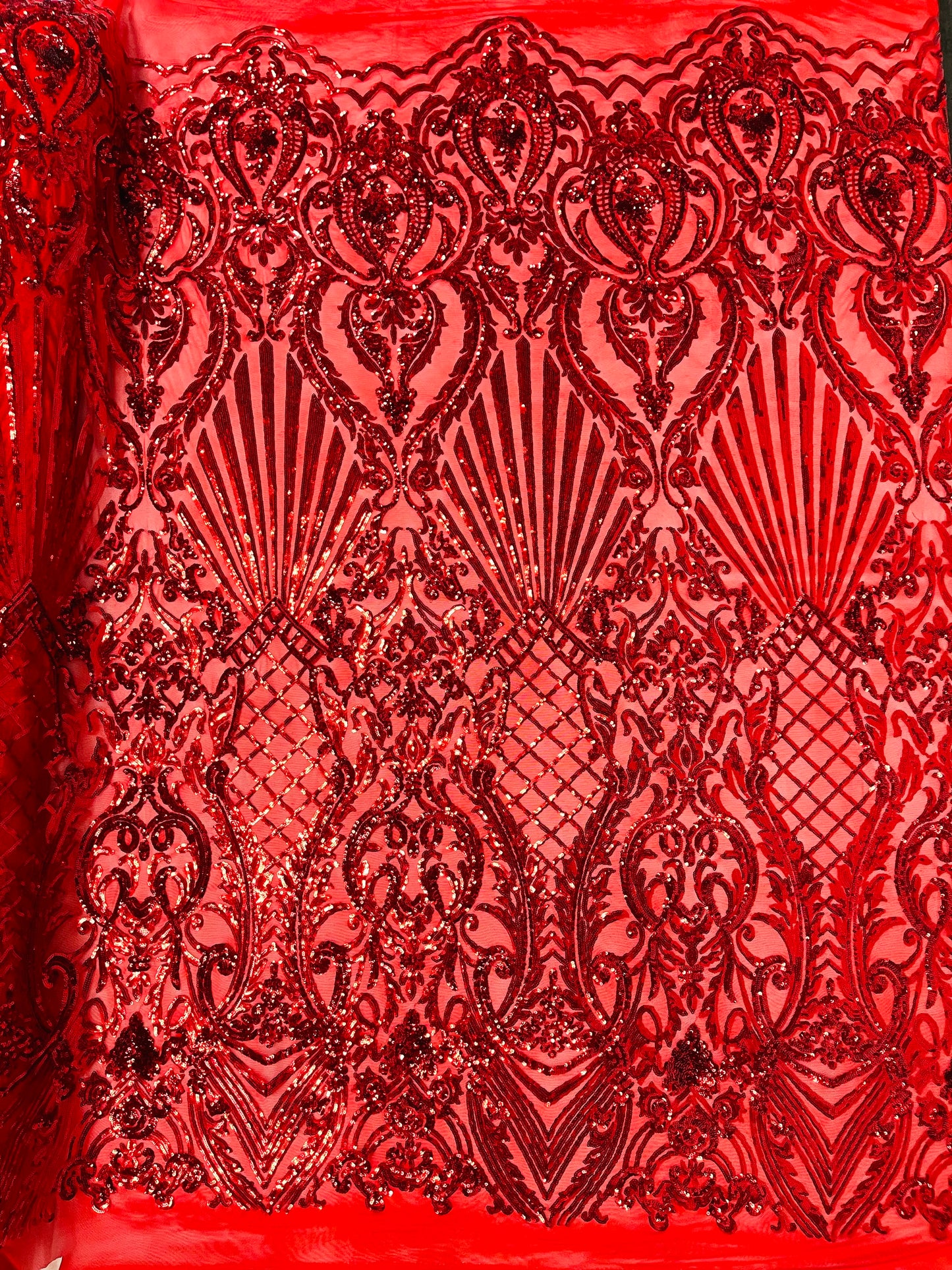 Sea Shell Sequin Damask Fabric 54” Wide| New Creations Fabric & Foam Inc.