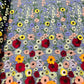 Multi color Sun flower 3d design embroider in a mesh lace-sold by the yard.