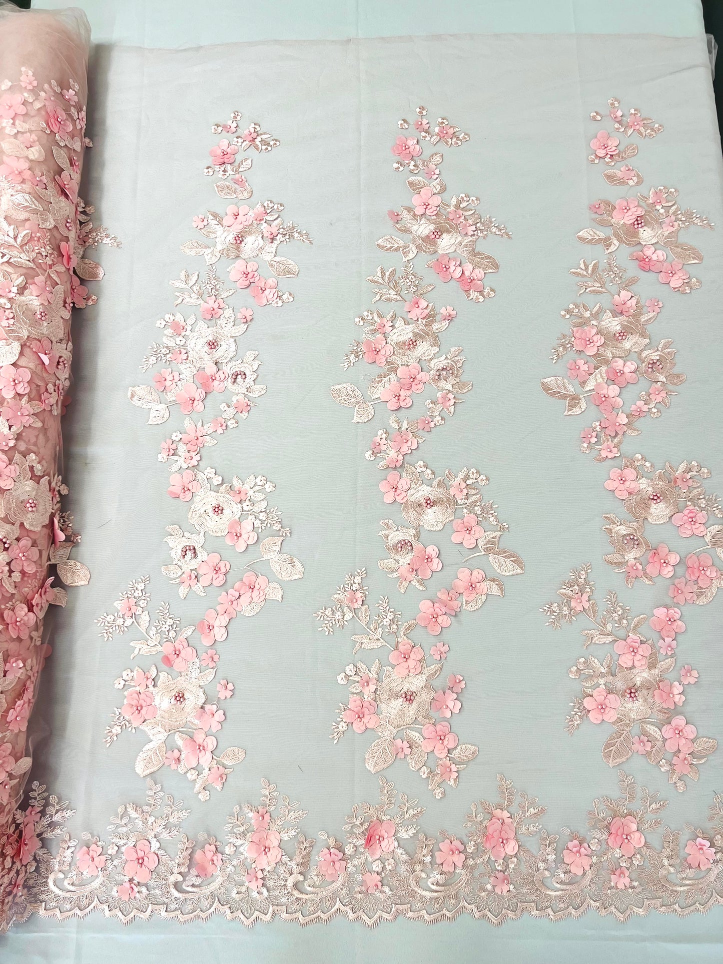 Scarlet 3d Floral Design Lace 54" Wide| New Creations Fabric & Foam Inc.