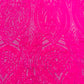 Feather damask shiny sequin design on a 4 way stretch mesh| New Creations Fabric & Foam Inc.