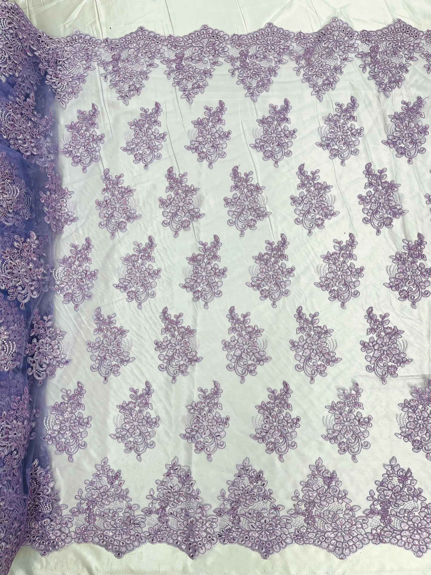 Camila Embroider Floral Damask Lace 54" Wide| New Creations Fabric & Foam Inc.