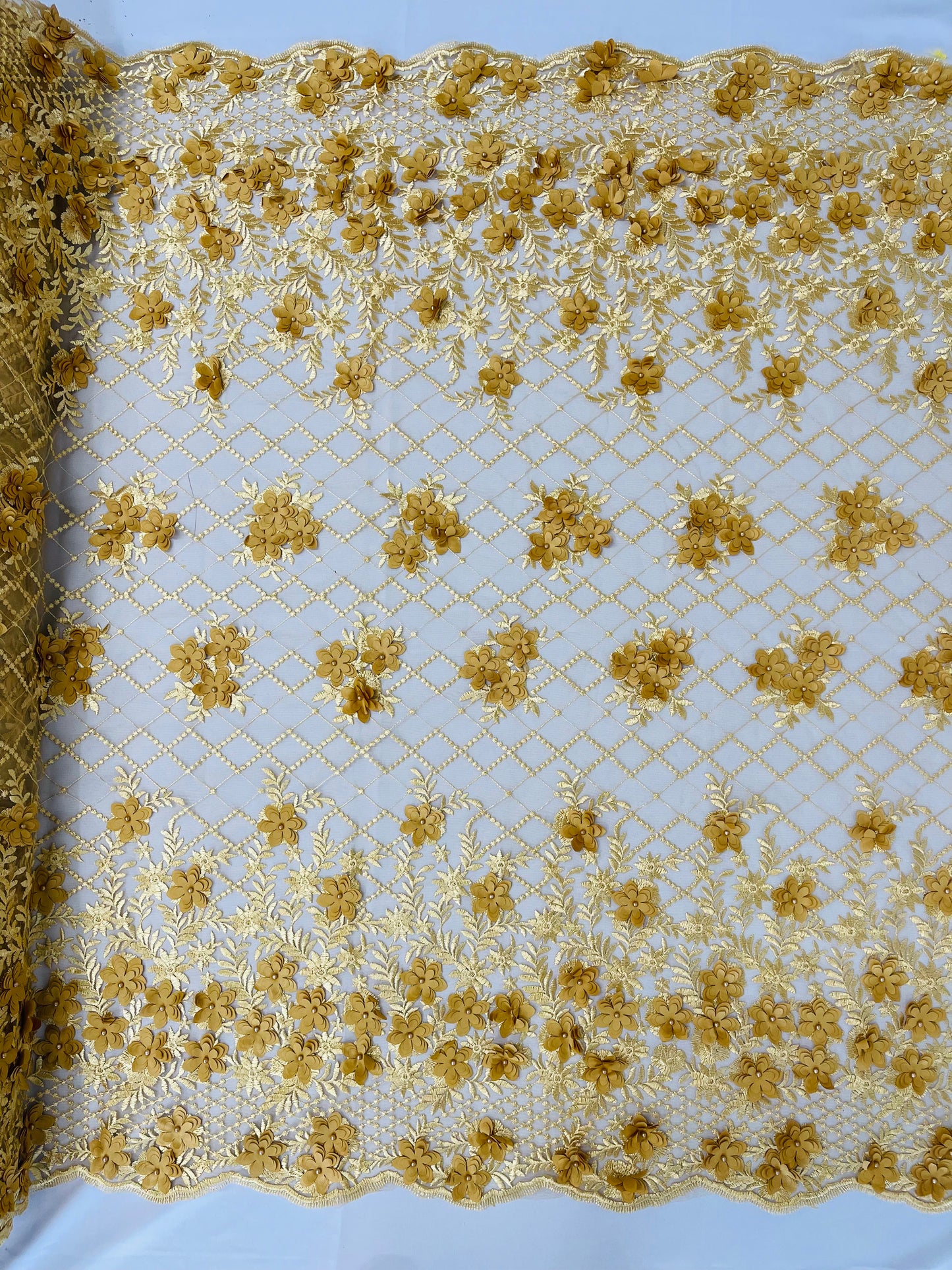 Lia 3d Floral Design Lace 54" Wide| New Creations Fabric & Foam Inc.