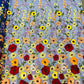 Multi color Sun flower 3d design embroider in a mesh lace-sold by the yard.