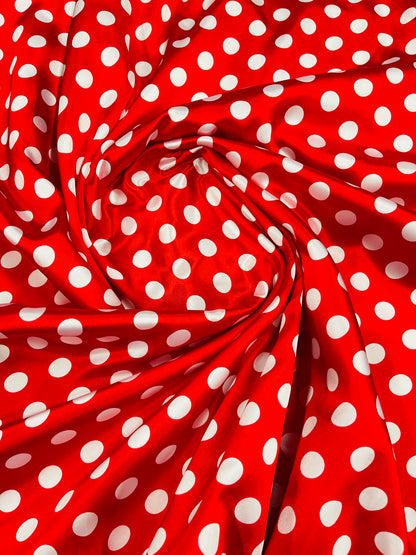 Polka Dot Satin 58" Wide| New Creations Fabric & Foam Inc.