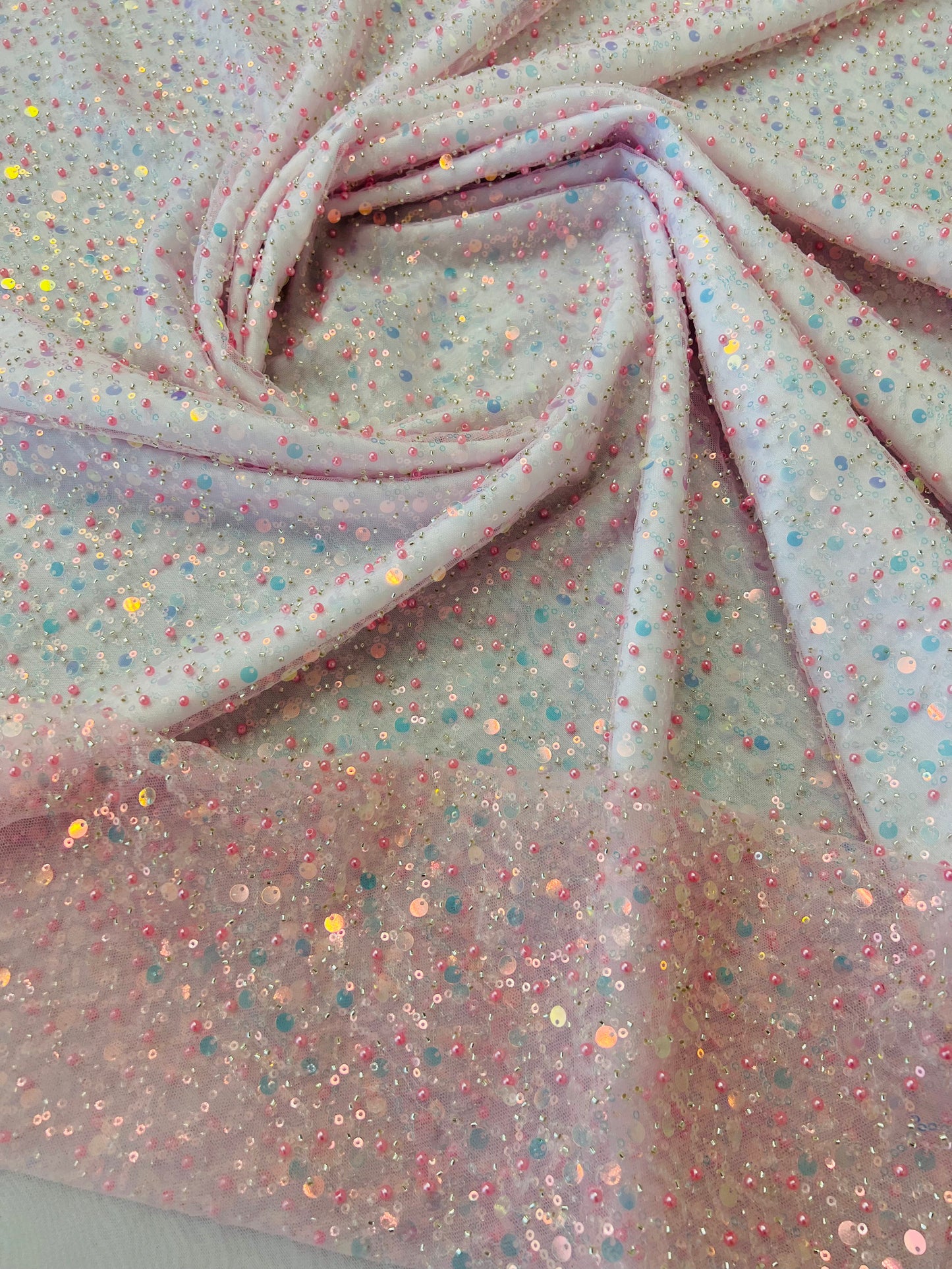 All Over Beaded Lace 54" Wide| New Creations Fabric & Foam Inc.