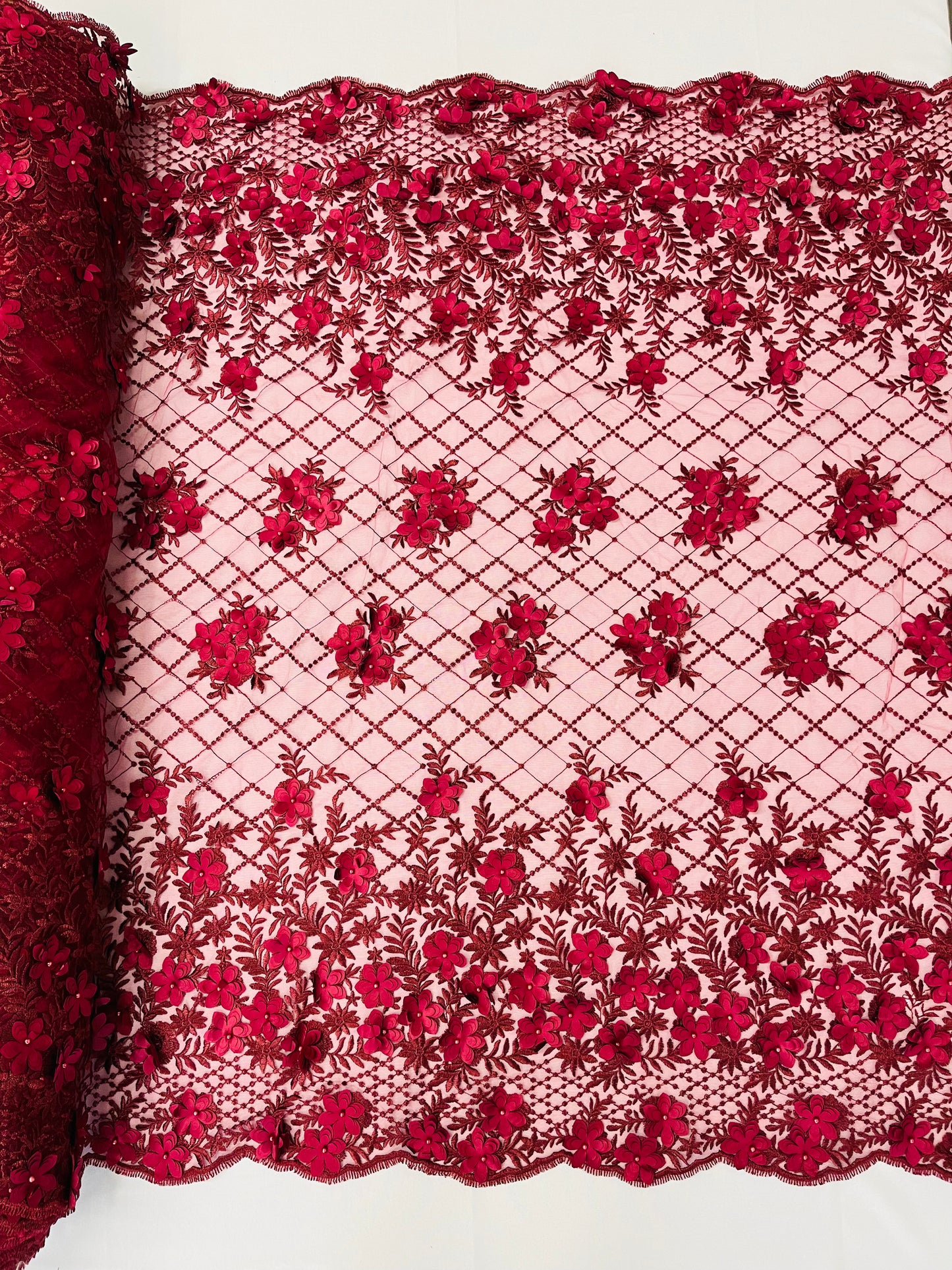 Lia 3d Floral Design Lace 54" Wide| New Creations Fabric & Foam Inc.