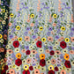 Multi color Sun flower 3d design embroider in a mesh lace-sold by the yard.