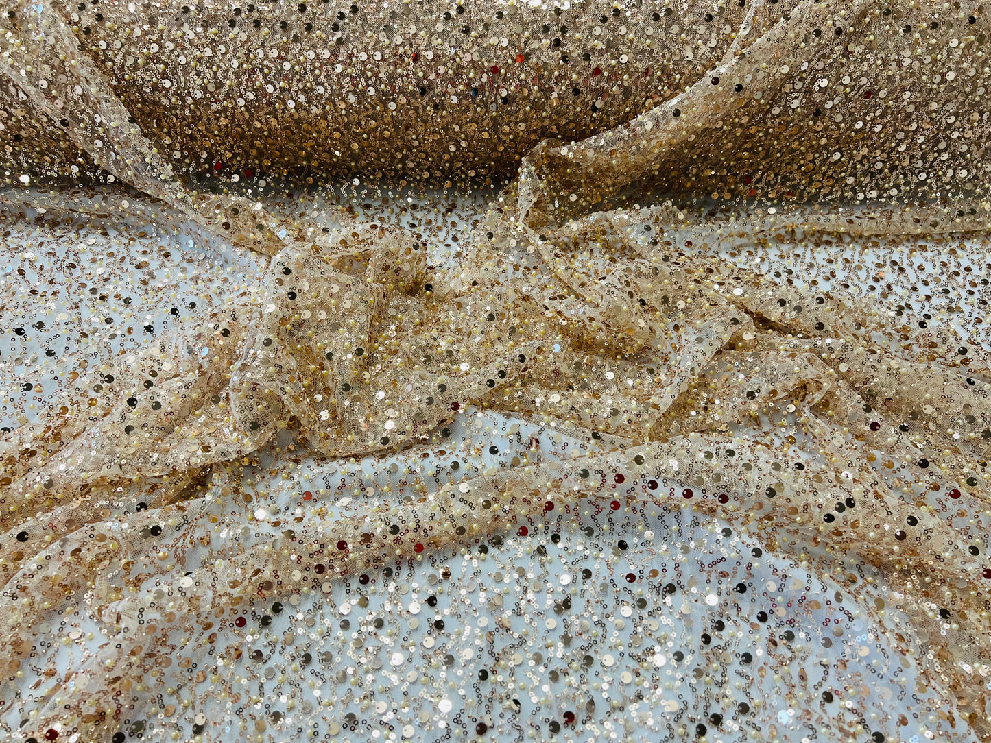 All Over Beaded Lace 54" Wide| New Creations Fabric & Foam Inc.