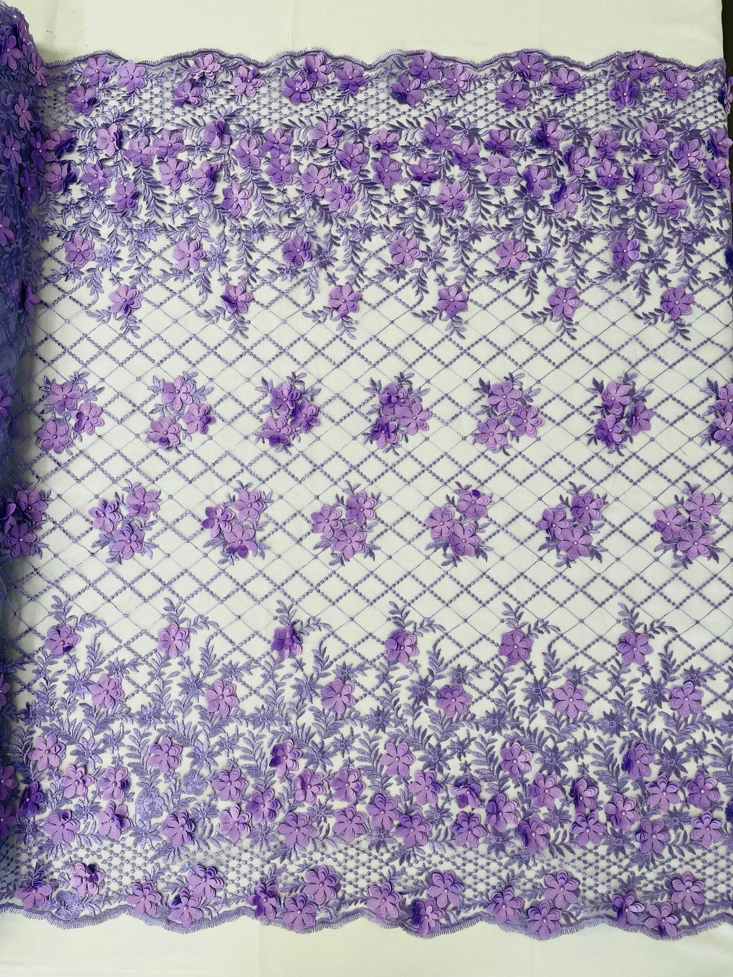 Lia 3d Floral Design Lace 54" Wide| New Creations Fabric & Foam Inc.