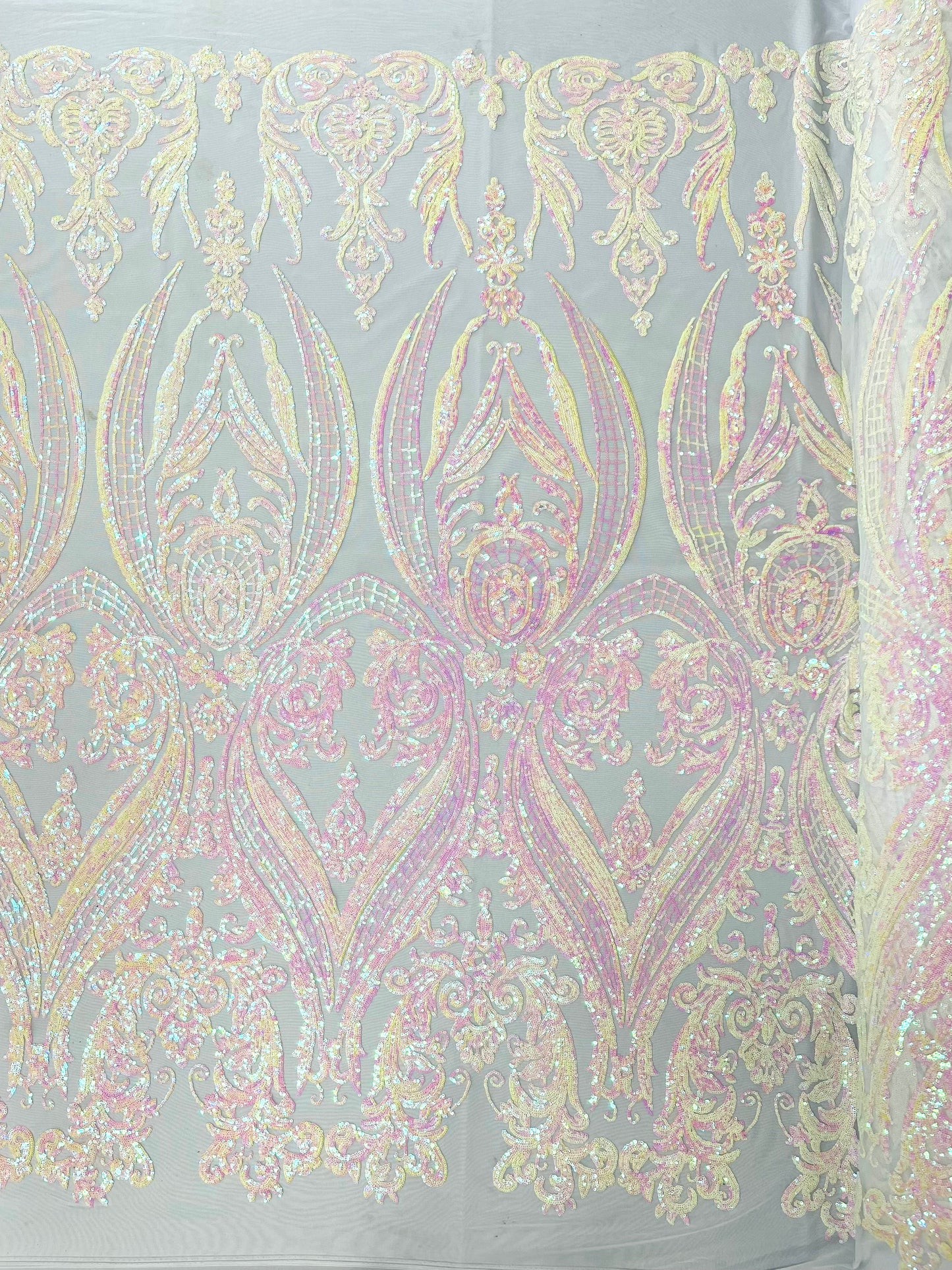 Big Sequin Damask Fabric 54” Wide| New Creations Fabric & Foam Inc.