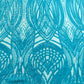 Feather damask shiny sequin design on a 4 way stretch mesh| New Creations Fabric & Foam Inc.