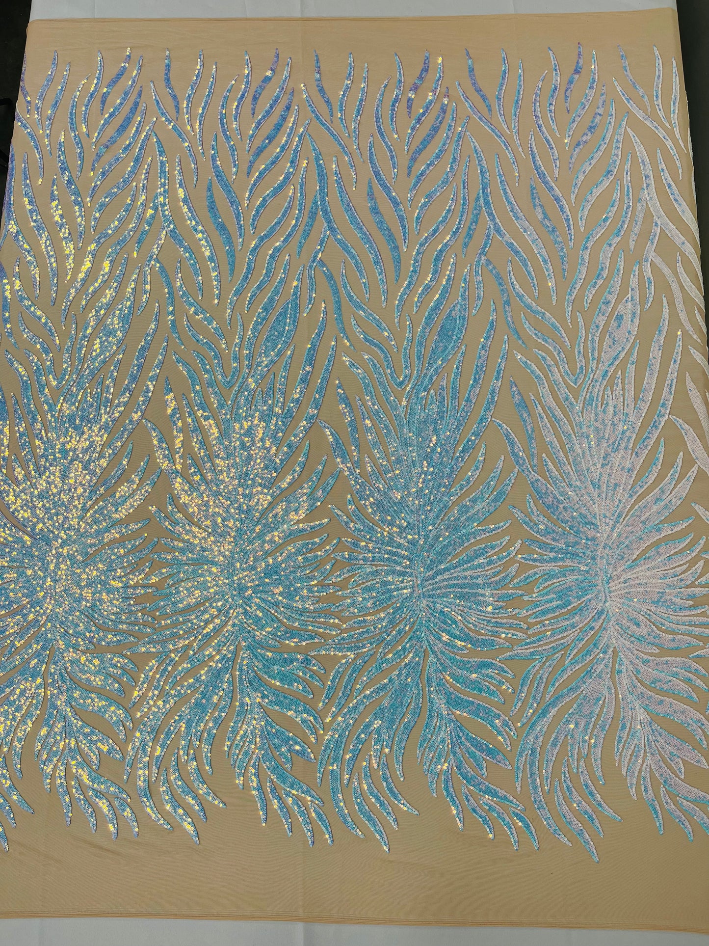 Phoenix Sequin Feather Fabric 54” Wide| New Creations Fabric & Foam Inc.