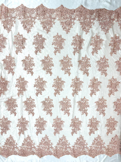 Camila Embroider Floral Damask Lace 54" Wide| New Creations Fabric & Foam Inc.