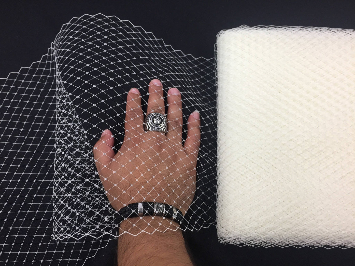 Ivory 9 inches Birdcage bridal veil netting - french net trim - prom - wedding - hats - bridal - nightgowns - decorations - sold by the yard. - New Creations Fabric & Foam Inc