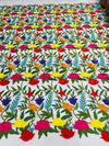 Maria multi color Mexican Sarape floral design embroider on a mesh lace - sold by the yard. - New Creations Fabric & Foam Inc