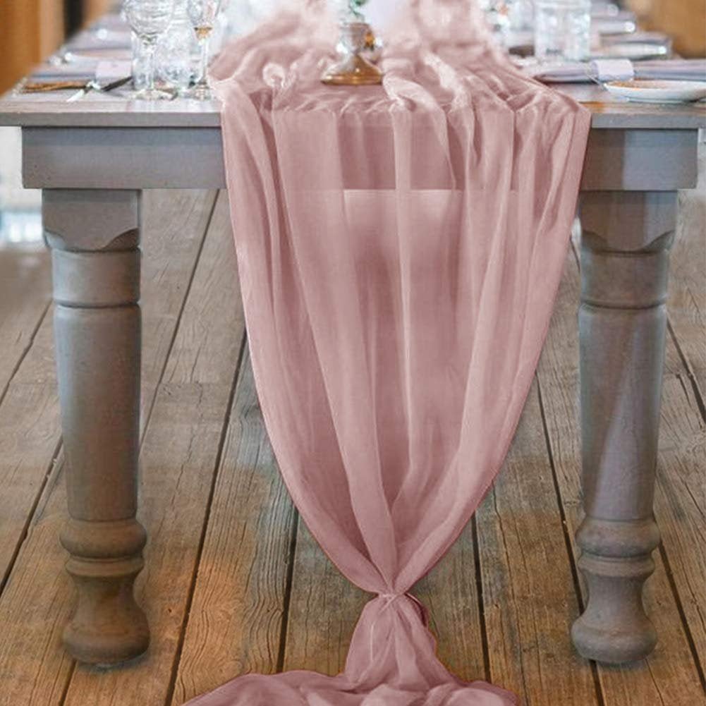 New Creations Fabric & Foam Inc, Chiffon Table Runner 14" by 120" Extra Long, Wedding Runners, Holiday Table Runners, Long Table Runners - New Creations Fabric & Foam Inc
