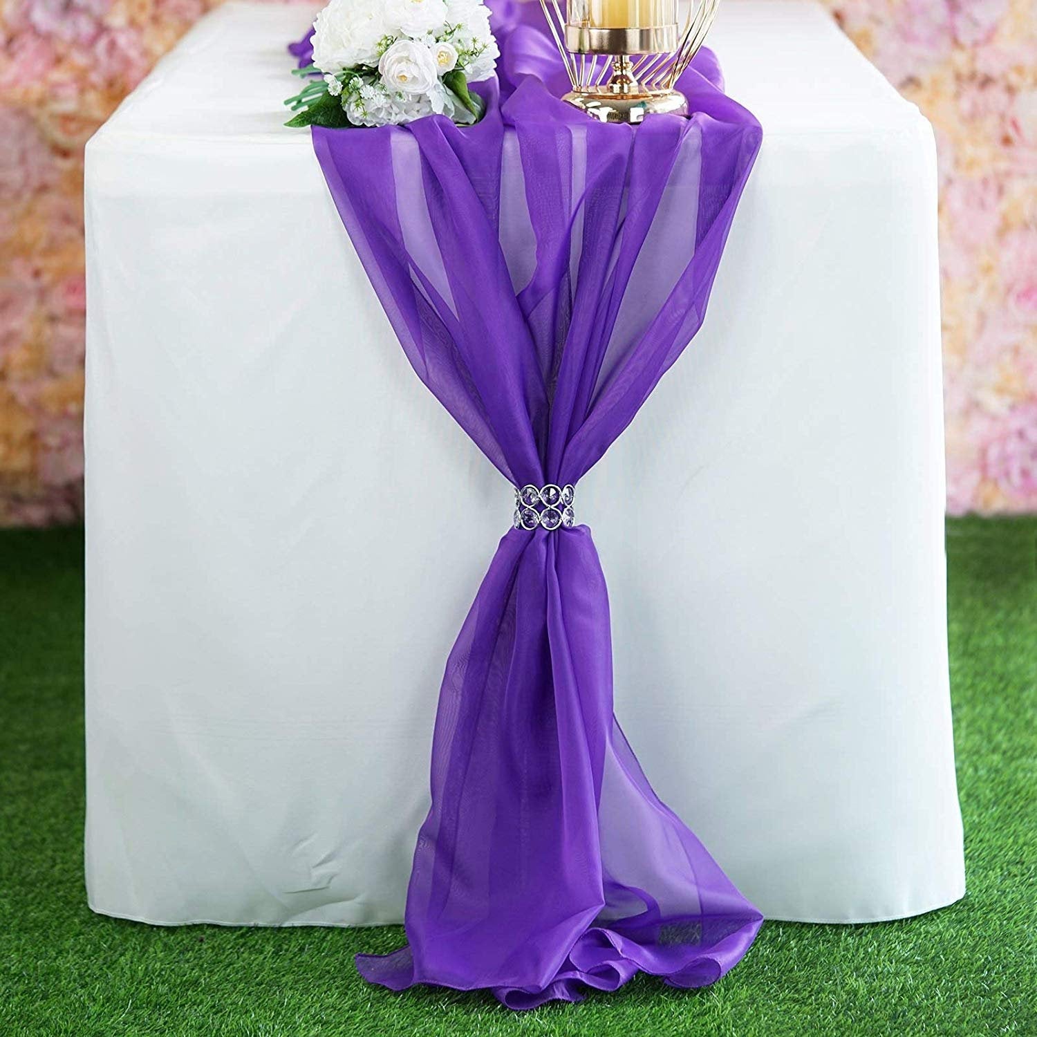 New Creations Fabric & Foam Inc, Chiffon Table Runner 14" by 120" Extra Long, Wedding Runners, Holiday Table Runners, Long Table Runners - New Creations Fabric & Foam Inc