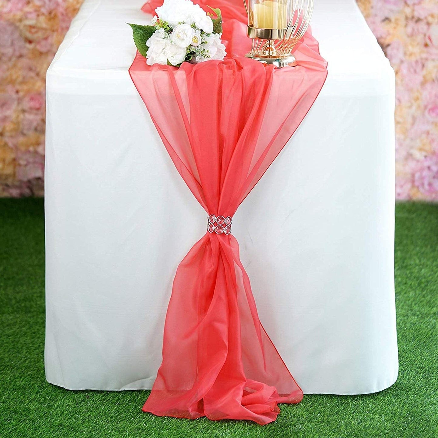 New Creations Fabric & Foam Inc, Chiffon Table Runner 14" Wide by 120" Wide Extra Long, Wedding Runners, Holiday Table Runners, - New Creations Fabric & Foam Inc