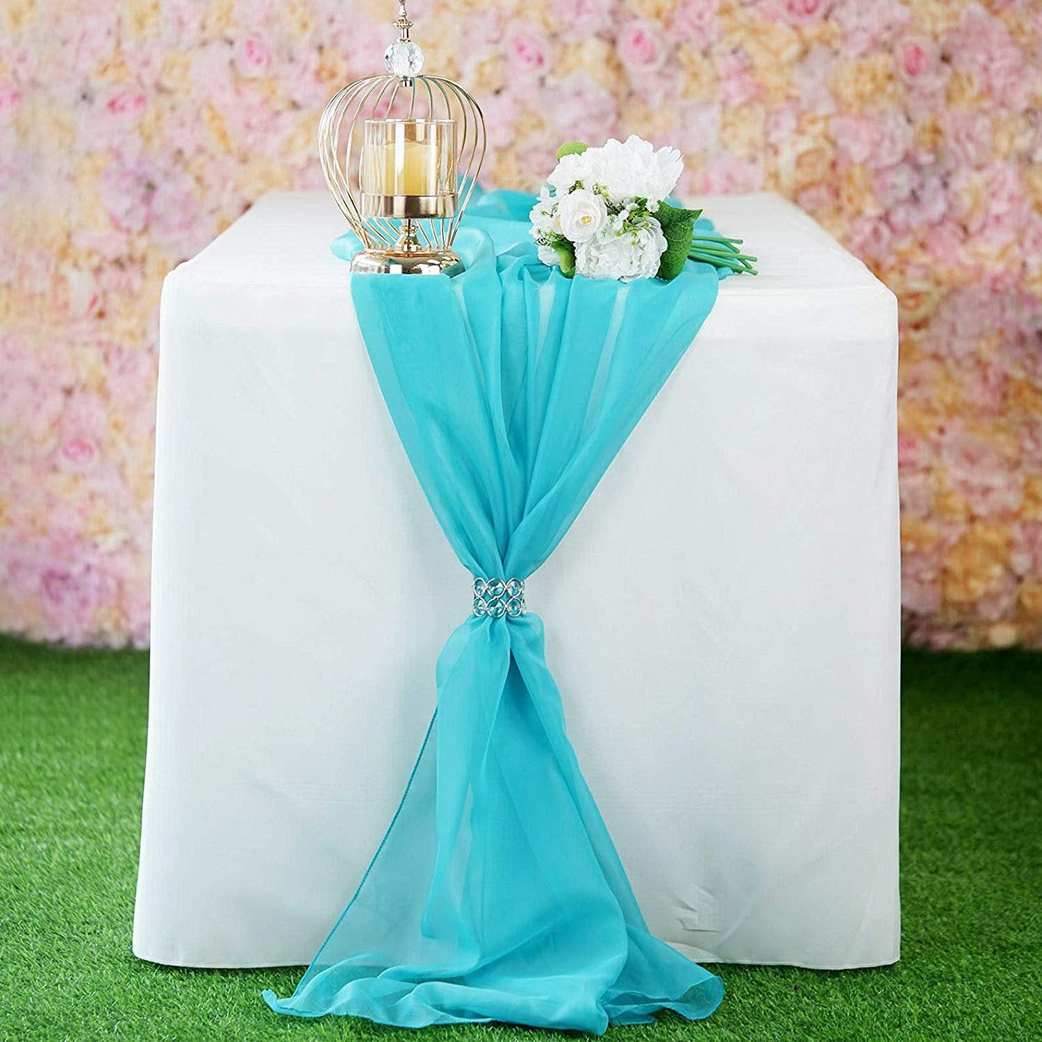 New Creations Fabric & Foam Inc, Chiffon Table Runner 18" Wide by 180" Long Extra Long, Wedding Runners, Long Table Runners - New Creations Fabric & Foam Inc