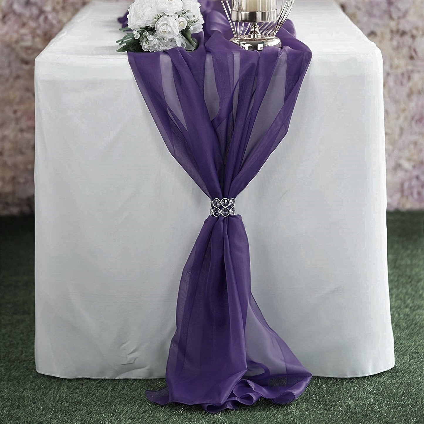 New Creations Fabric & Foam Inc, Chiffon Table Runner 18" Wide by 180" Wide Extra Long, Wedding Runners, Holiday Table Runners, - New Creations Fabric & Foam Inc