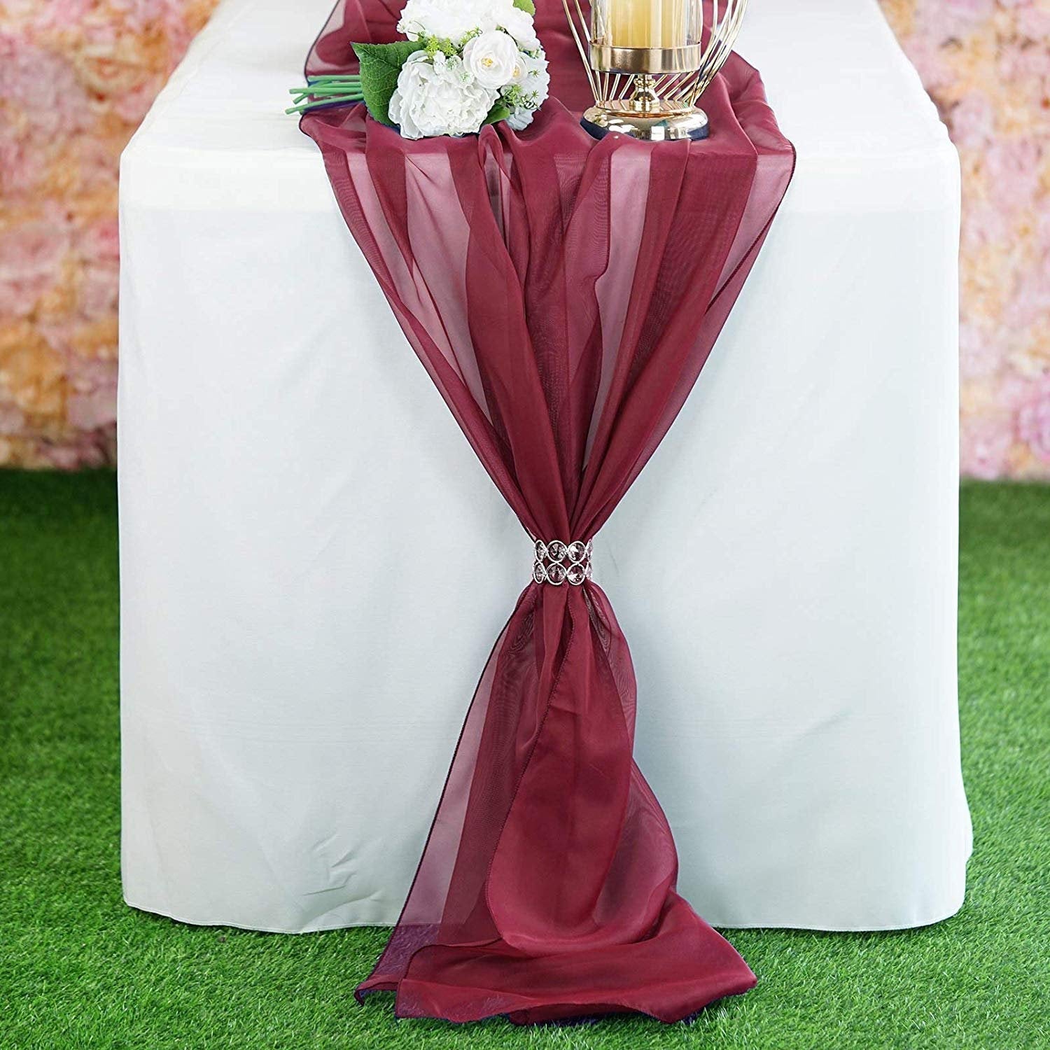 New Creations Fabric & Foam Inc, Chiffon Table Runner 18" Wide by 180" Wide Extra Long, Wedding Runners, Holiday Table Runners, - New Creations Fabric & Foam Inc