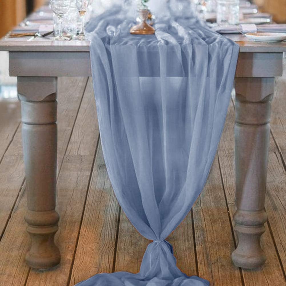 New Creations Fabric & Foam Inc, Chiffon Table Runner 18" Wide by 180" Wide Extra Long, Wedding Runners, Holiday Table Runners, - New Creations Fabric & Foam Inc