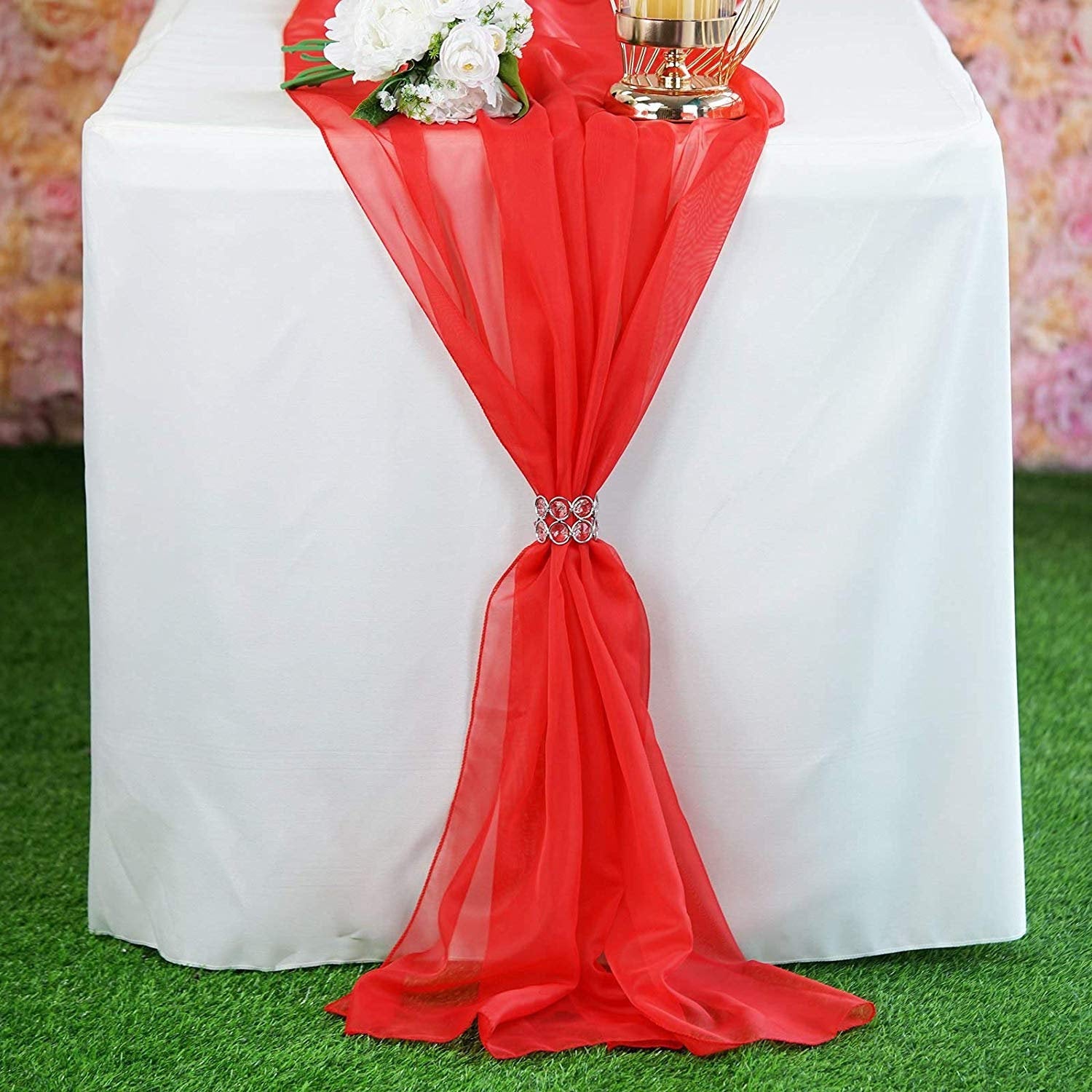 New Creations Fabric & Foam Inc, Chiffon Table Runner 27" Wide by 120" Long Extra Long, Wedding Runners, Holiday Table Runners, - New Creations Fabric & Foam Inc