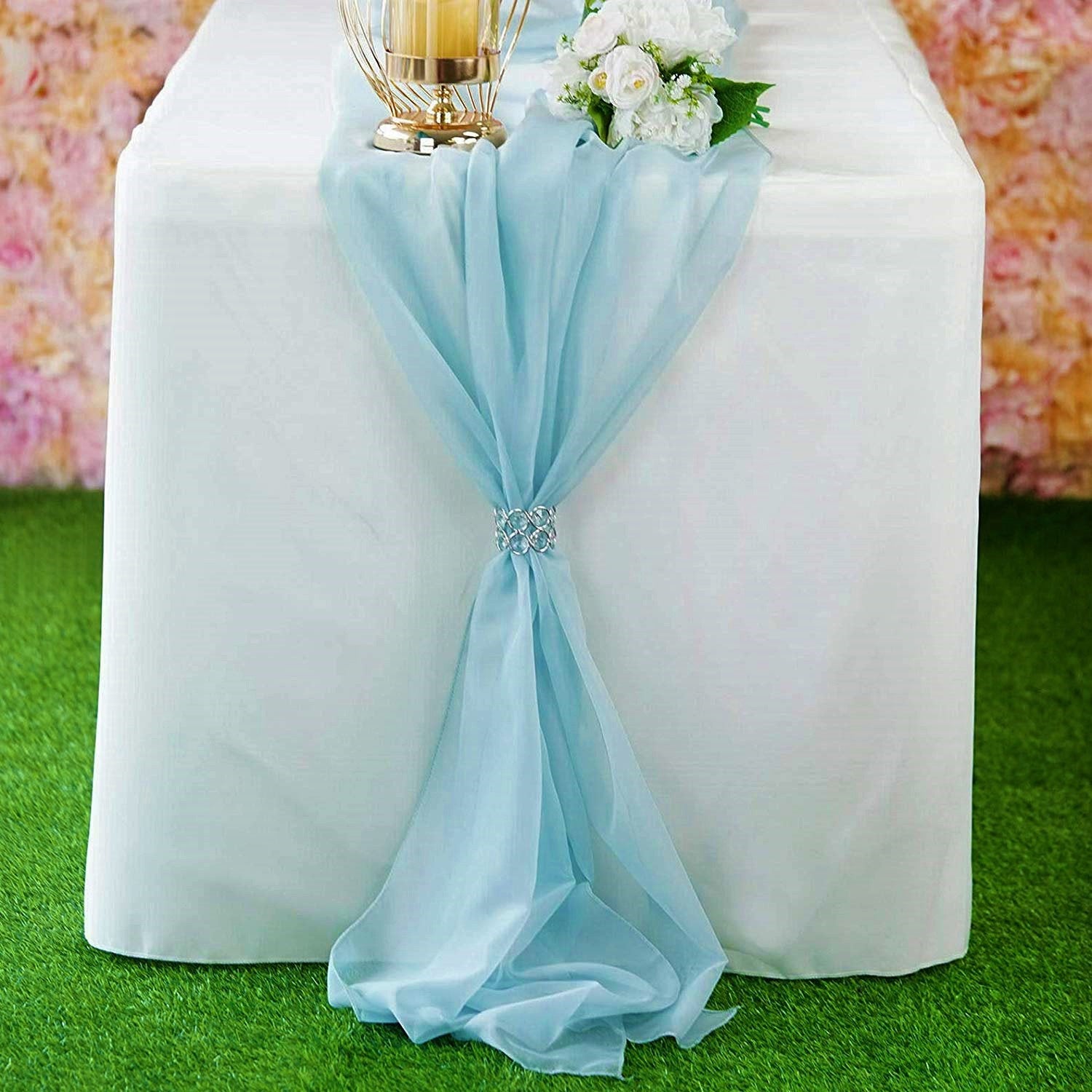 New Creations Fabric & Foam Inc, Chiffon Table Runner 27" Wide by 120" Long Extra Long, Wedding Runners, Holiday Table Runners, - New Creations Fabric & Foam Inc