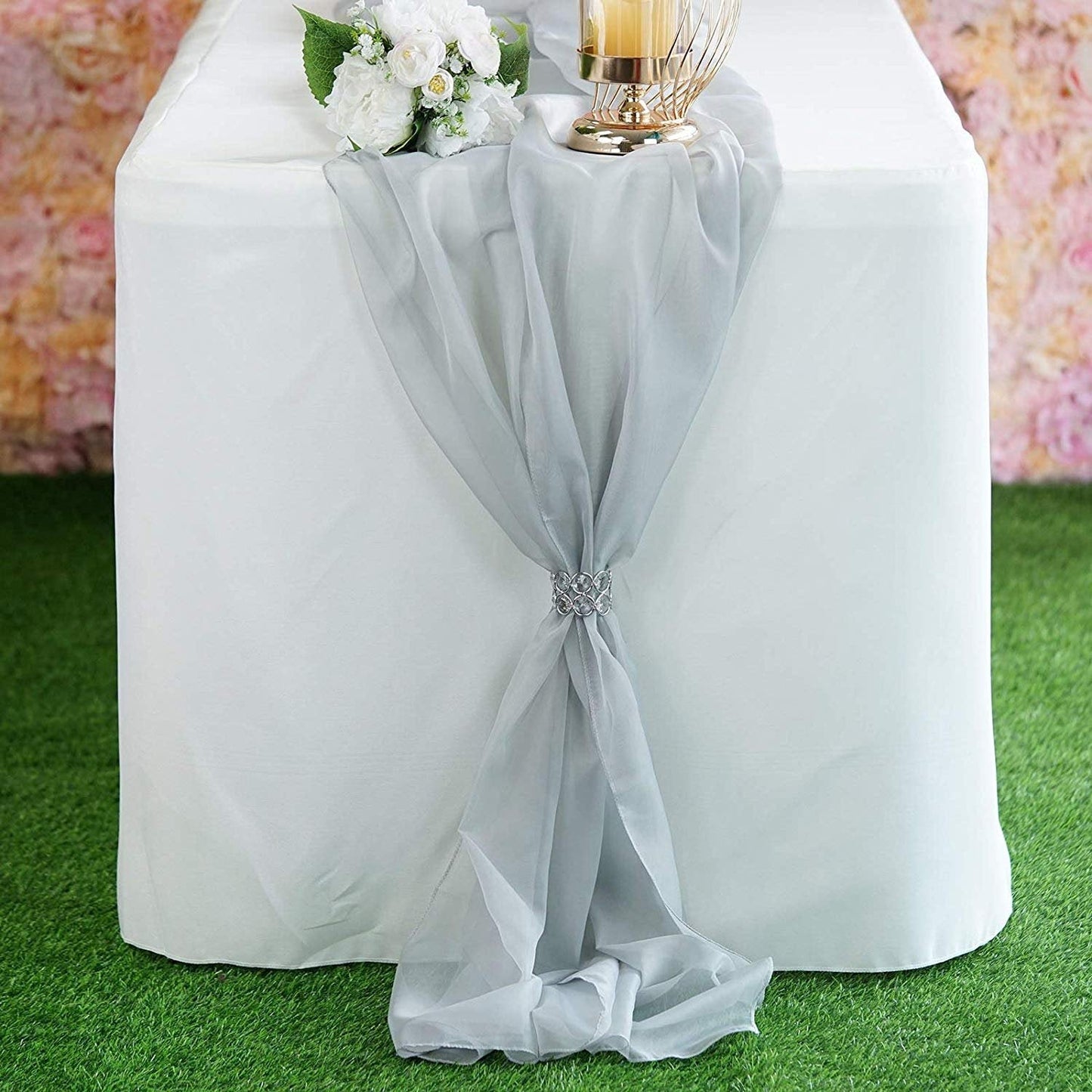 New Creations Fabric & Foam Inc, Chiffon Table Runner 27" Wide by 120" Long Extra Long, Wedding Runners, Long Table Runners - New Creations Fabric & Foam Inc