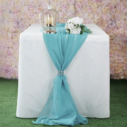 New Creations Fabric & Foam Inc, Chiffon Table Runner 27" Wide by 120" Wide Extra Long, Wedding Runners, Holiday Table Runners, - New Creations Fabric & Foam Inc