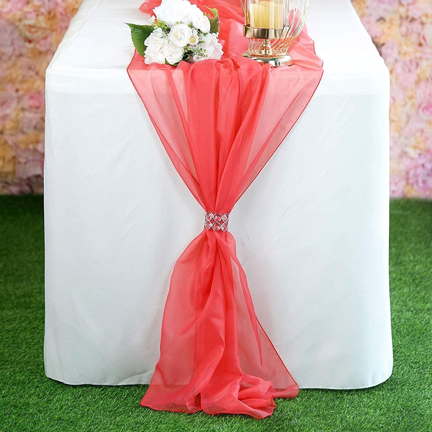 New Creations Fabric & Foam Inc, Chiffon Table Runner 27" Wide by 120" Wide Extra Long, Wedding Runners, Holiday Table Runners, - New Creations Fabric & Foam Inc