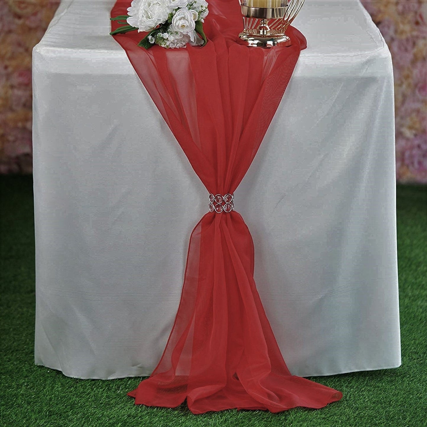New Creations Fabric & Foam Inc, Chiffon Table Runner 27" Wide by 120" Wide Extra Long, Wedding Runners, Holiday Table Runners, - New Creations Fabric & Foam Inc