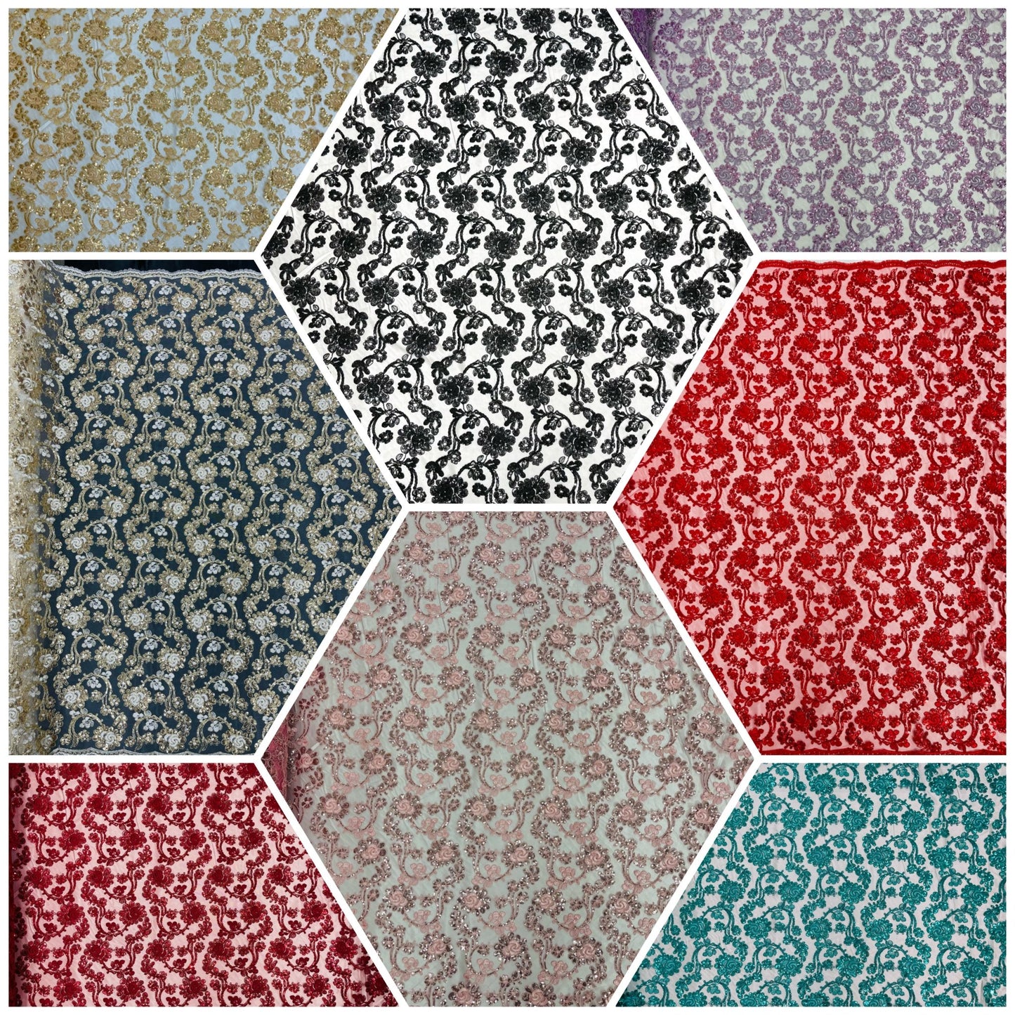 PAMELA FLORAL EMBRIDERY LACE (By The Yard) - New Creations Fabric & Foam Inc