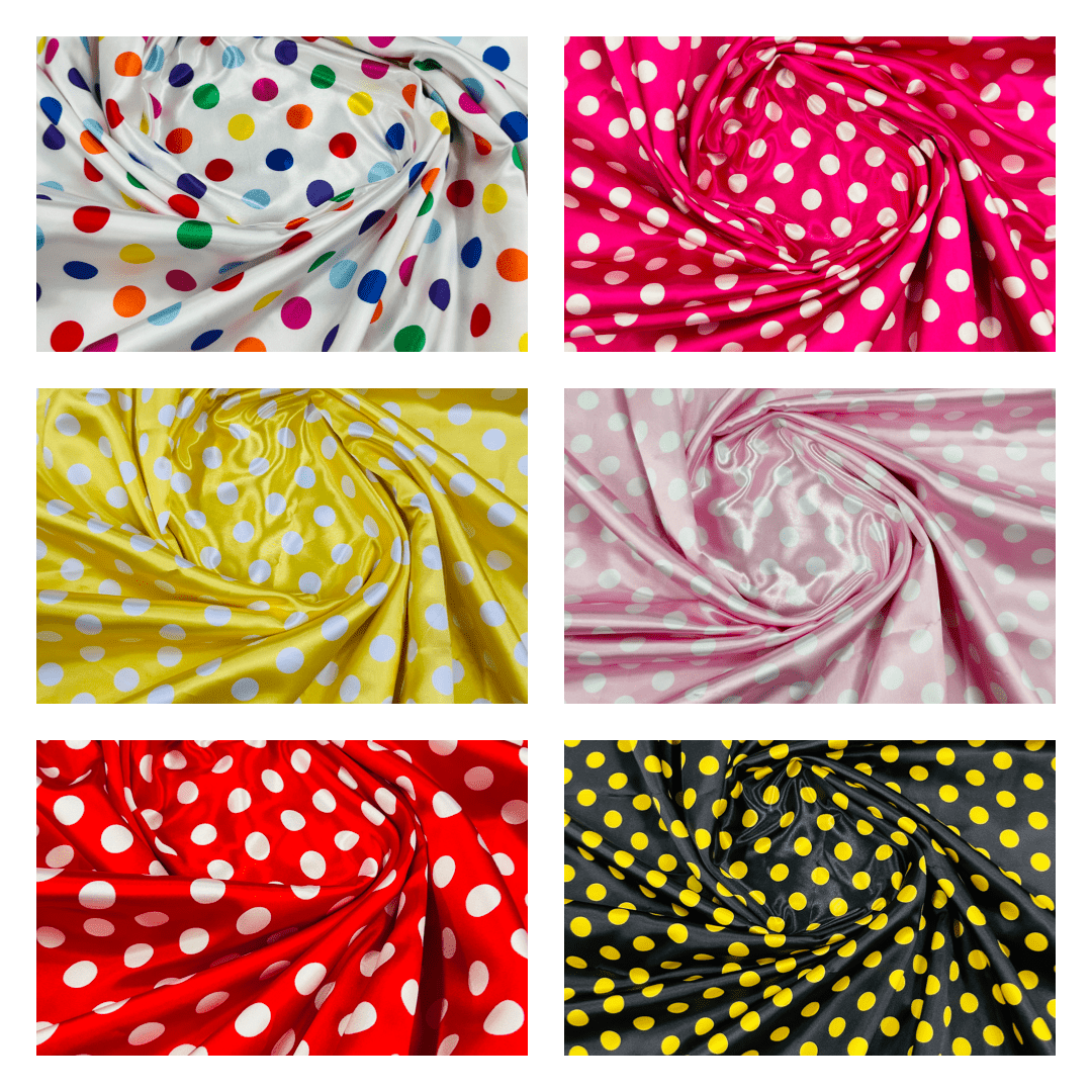 POLKA DOT SATIN CHARMEUSE (by the yard) - New Creations Fabric & Foam Inc