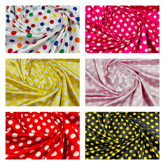 POLKA DOT SATIN CHARMEUSE (by the yard) - New Creations Fabric & Foam Inc