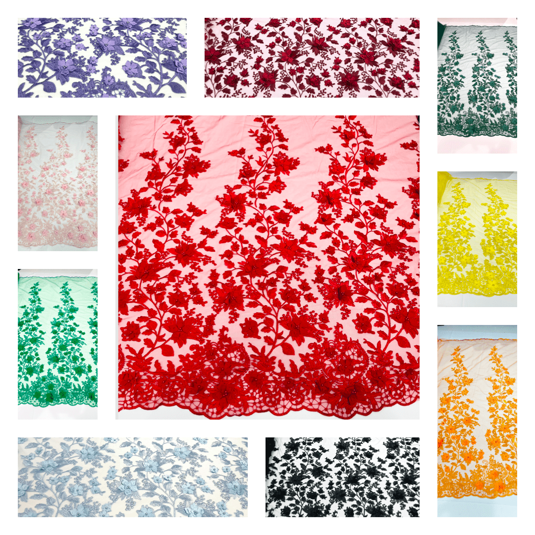PRINCESS 3D FLORAL LACE (By The Yard) - New Creations Fabric & Foam Inc