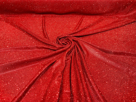 Red 58/60" Wide Full Glitter Covered Shimmer Fabric By The Yard - New Creations Fabric & Foam Inc