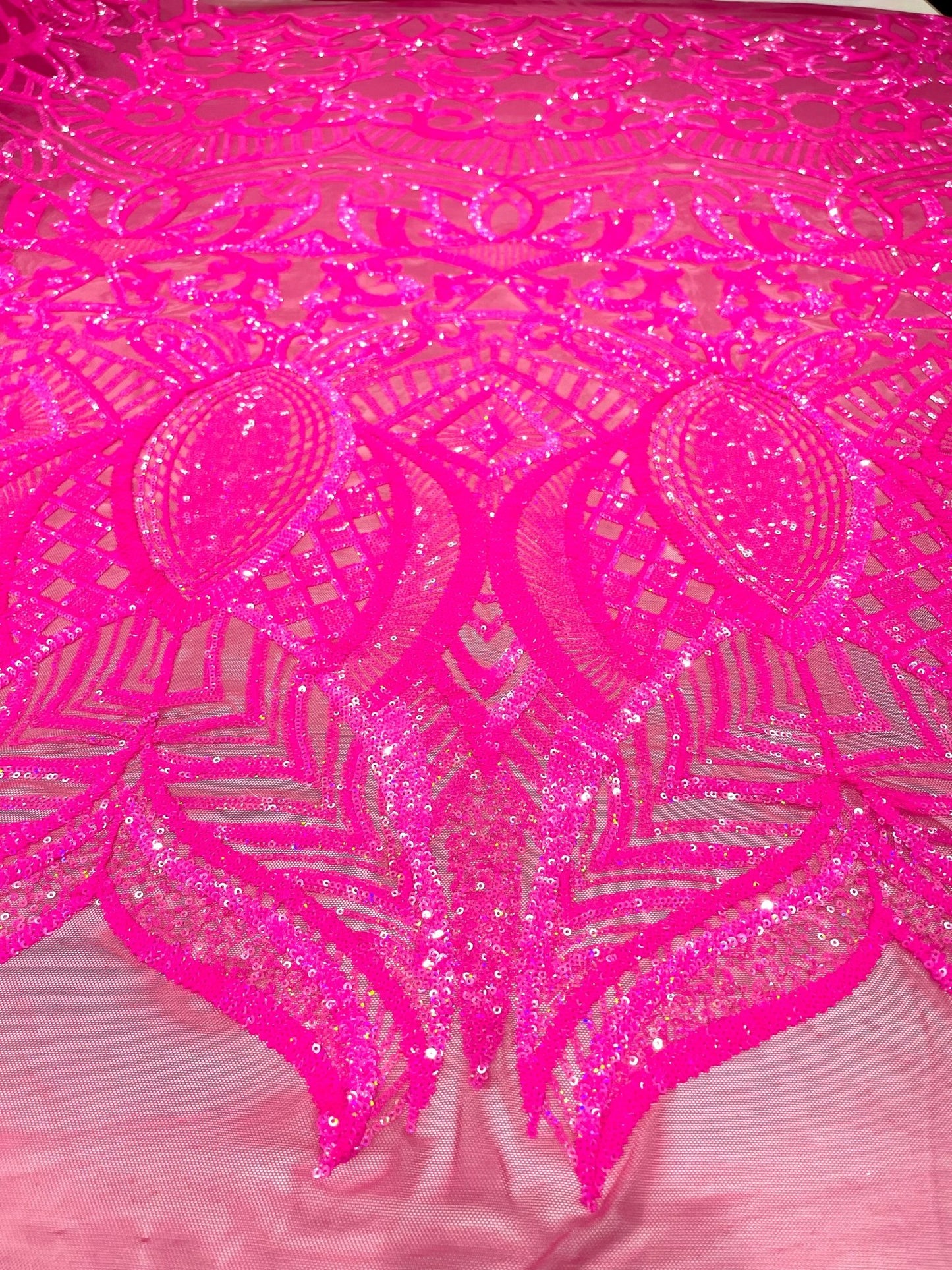 Royalty Sequin Damask Fabric 54” Wide| New Creations Fabric & Foam Inc. - New Creations Fabric & Foam Inc
