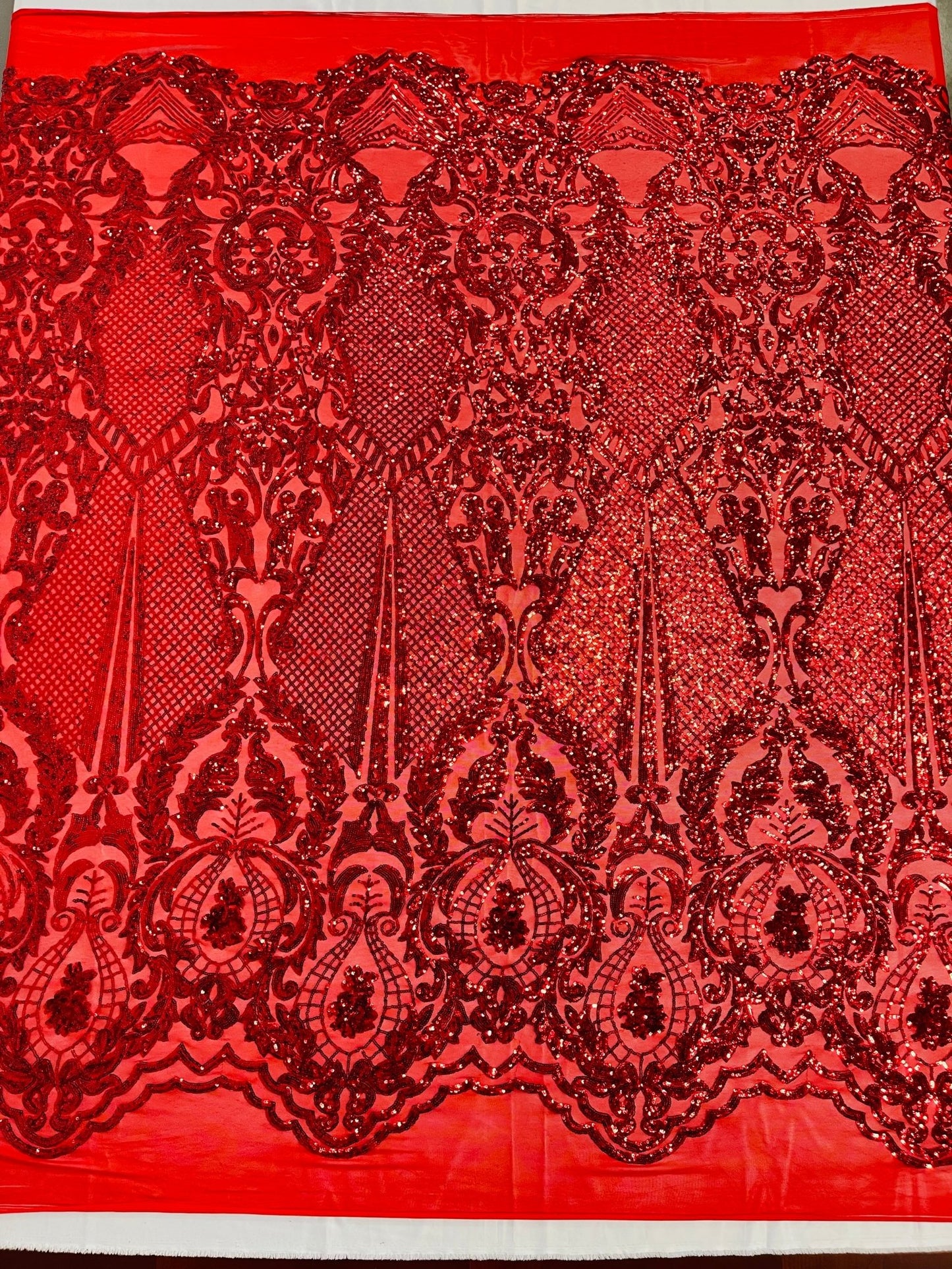 Small Damask Pattern Sequin Fabric 54” Wide| New Creations Fabric & Foam Inc. - New Creations Fabric & Foam Inc