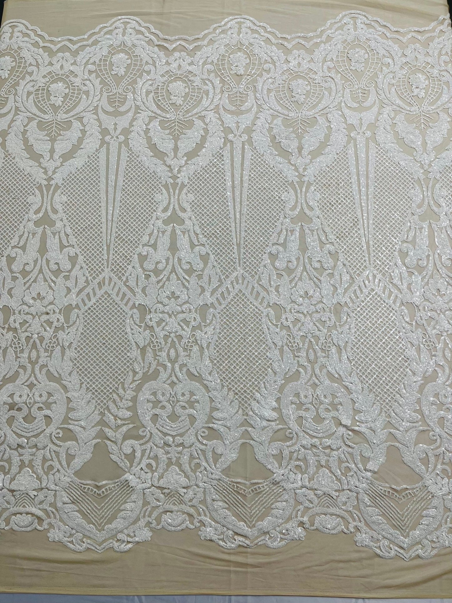 Small Damask Pattern Sequin Fabric 54” Wide| New Creations Fabric & Foam Inc. - New Creations Fabric & Foam Inc