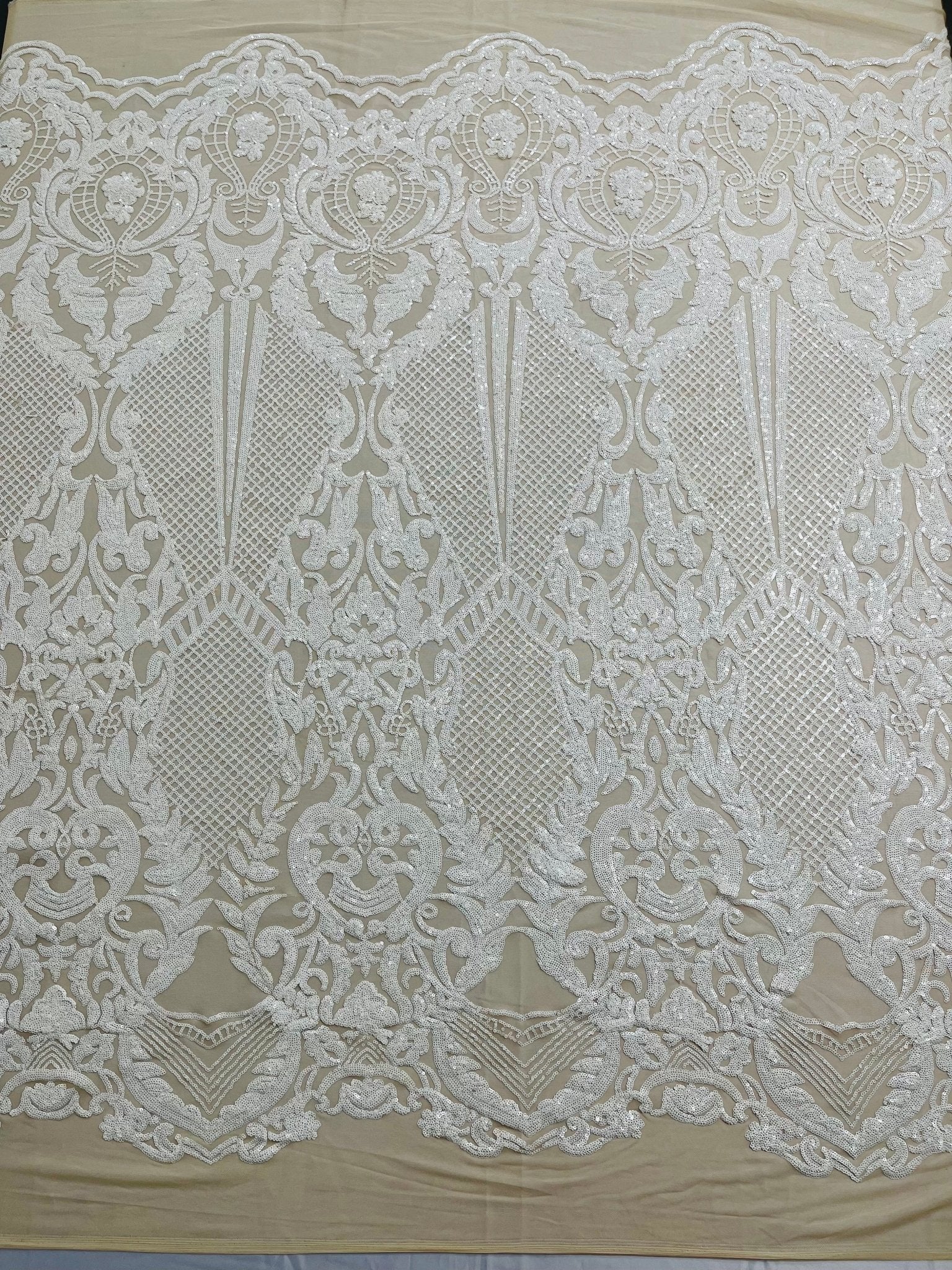 Small Damask Pattern Sequin Fabric 54” Wide| New Creations Fabric & Foam Inc. - New Creations Fabric & Foam Inc