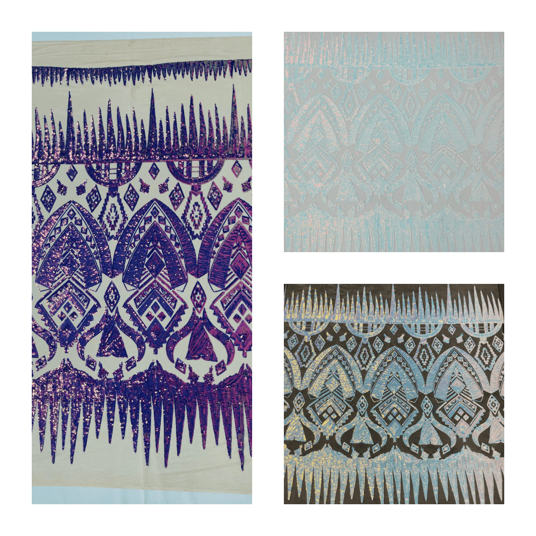 Tribal Sequin Fabric 54” Wide| New Creations Fabric & Foam Inc. - New Creations Fabric & Foam Inc